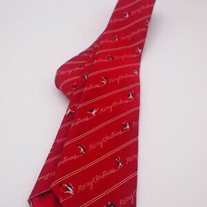 VINTAGE Avon Tie Mens Red Merry Christmas Holiday Striped Novelty Necktie 90s